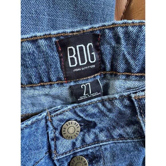 BDG High & Wide Panel Jeans Button Fly Raw Hem Blue Denim Size 27 - Picture 8 of 9
